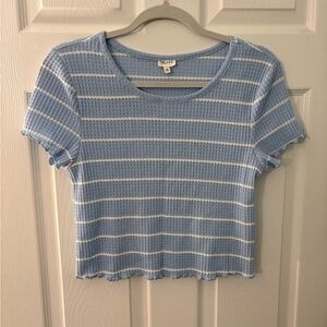 Selfie Blue & White crop Top